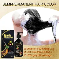 Organic Shampoo Herbal 3 in 1 Hair Dye Hair Color-Protecting Shampoo 300ml (Black)-thumb3