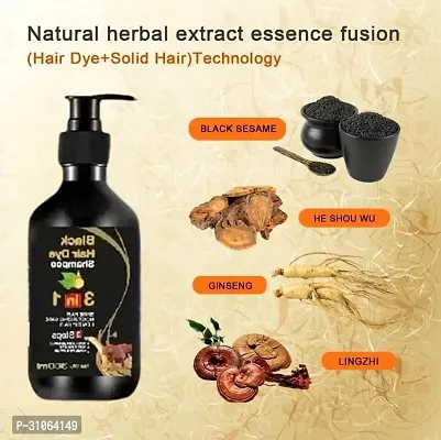 Organic Shampoo Herbal 3 in 1 Hair Dye Hair Color-Protecting Shampoo 300ml (Black)-thumb5