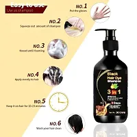 Organic Shampoo Herbal 3 in 1 Hair Dye Hair Color-Protecting Shampoo 300ml (Black)-thumb1