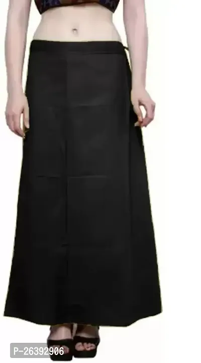 Reliable Black Cotton Solid Stitched Patticoats For Women-thumb0