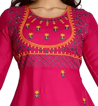 Stylish Rayon Pink Embroidered Knee Length Anarkali Kurta For Women-thumb2