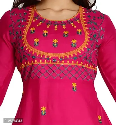 Stylish Rayon Pink Embroidered Knee Length Anarkali Kurta For Women-thumb3