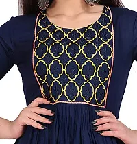 Stylish Rayon Navy Blue Embroidered Knee Length Anarkali Kurta For Women-thumb4