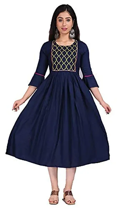 Stylish Rayon Anarkali Embroidered Kurta