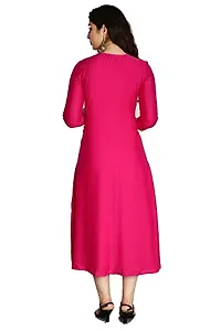 Stylish Rayon Pink Embroidered Knee Length Anarkali Kurta For Women-thumb1