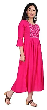 Stylish Rayon Pink Embroidered Knee Length Anarkali Kurta For Women-thumb2