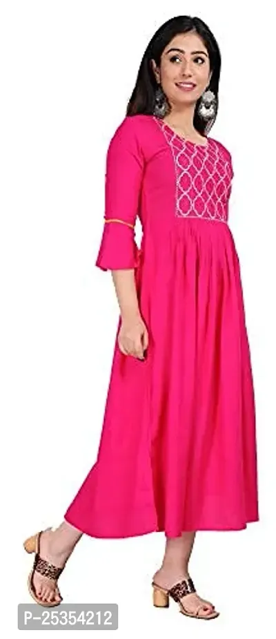 Stylish Rayon Pink Embroidered Knee Length Anarkali Kurta For Women-thumb3