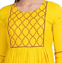 Stylish Rayon Yellow Embroidered Knee Length Anarkali Kurta For Women-thumb4