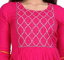 Stylish Rayon Pink Embroidered Knee Length Anarkali Kurta For Women-thumb4