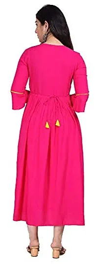 Stylish Rayon Pink Embroidered Knee Length Anarkali Kurta For Women-thumb1