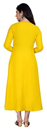 Stylish Rayon Yellow Embroidered Knee Length Anarkali Kurta For Women-thumb1
