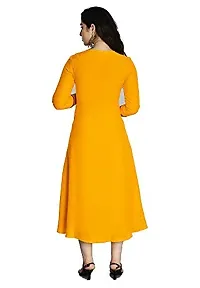 Stylish Rayon Yellow Embroidered Knee Length Anarkali Kurta For Women-thumb1