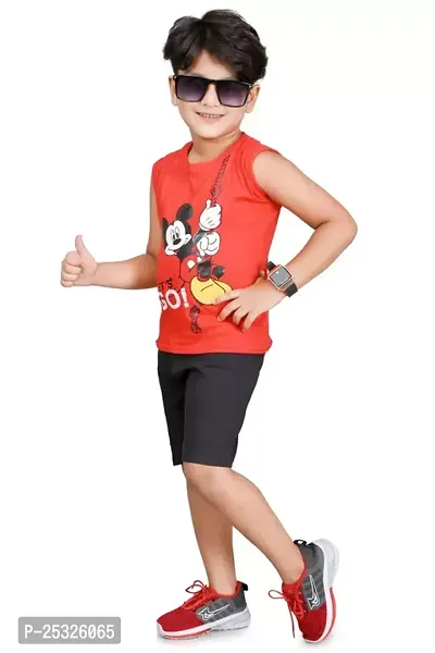 Stylish Boys Cotton Blend T-shirt with Bottom Set