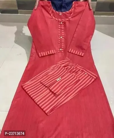 Elegant Red Khadi Cotton Kurta Bottom Set For Women-thumb0