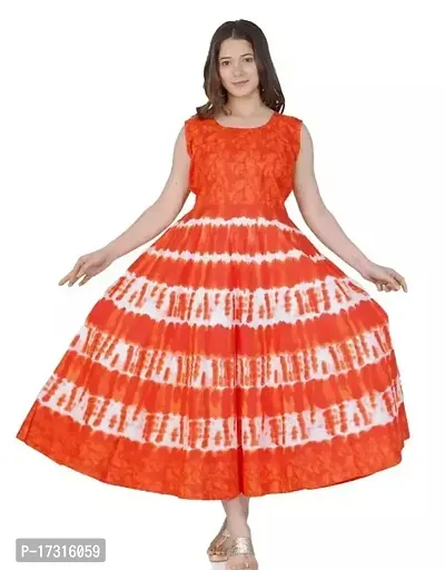 Stunning Orange Printed Cotton Kurta For Women-thumb0