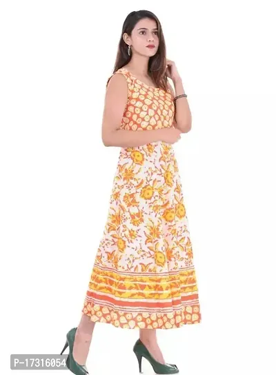 Stunning Yellow Printed Cotton Kurta For Women-thumb0