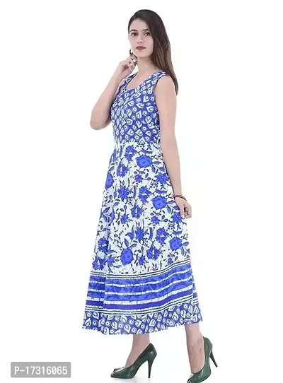 Stunning Blue Printed Cotton Kurta For Women-thumb0