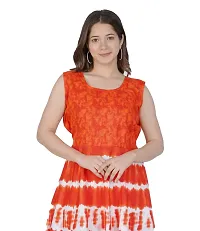 Stunning Orange Printed Cotton Kurta For Women-thumb1