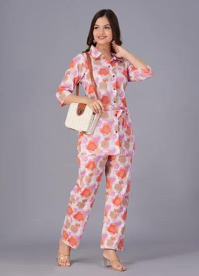 Womens Pure Cotton Straight Printed Coord Set