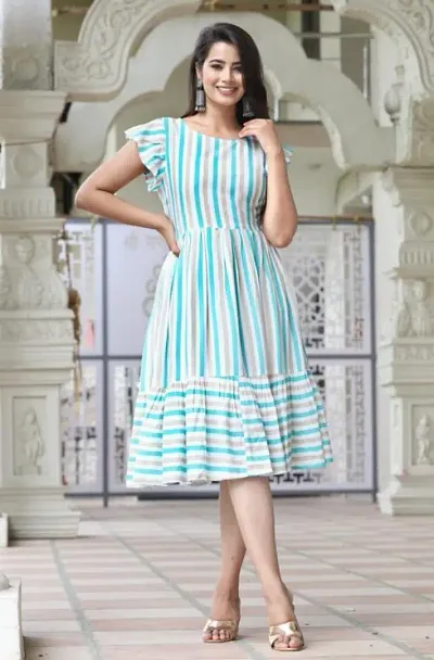 Women Cotton Straight Printed Dress