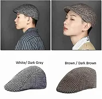 Dressify Unisex Wool Blend Cap (DF-GOLFCAP-CHECK-1-DARK GREY_Dark Grey_Free Size)-thumb3