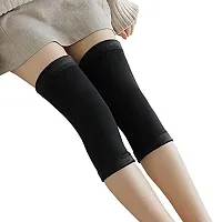 Dressify? Woolen Leg Warmer Knee Cap Cover High Socks for Men and Women Combo of Black & Beige Color 2 Pair-thumb2