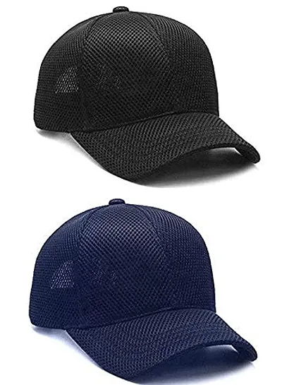 Dressify? - Men & Women Combo of & Color Full Net/Full Mesh Baseball Fabric Cap Curved Visor Free Size/Adjustable