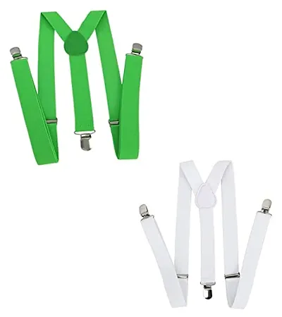 NVL Men's Adjustable Combo of Y Back Solid Suspenders &