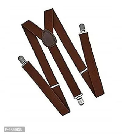 Dressify? Men's / Boy's Combo of Y Back Solid Suspenders Brown & Grey-thumb2