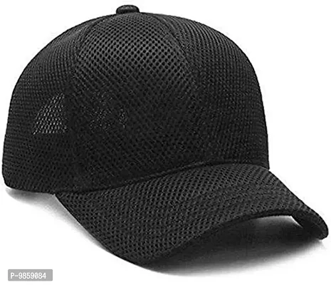 Dressify? - Men & Women Combo of Blue & Black Color Full Net/Full Mesh Baseball Fabric Cotton Cap Curved Visor Free Size/Adjustable-thumb2