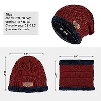 Dressify? Winter Hat Scarf Set Women Plush Velvet Thick Women Face Caps Hood Men Outdoor Ear Protection Neck Warmer Scarf Knitted Hat Red Color-thumb2