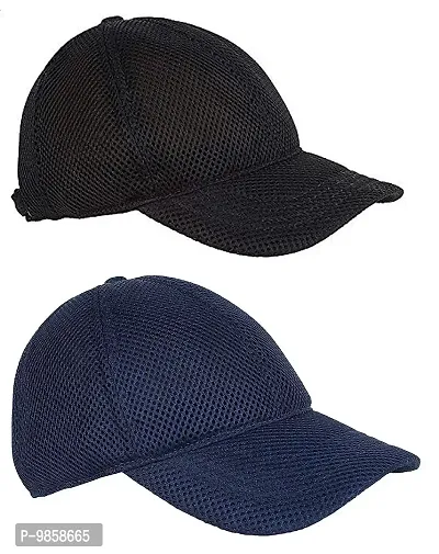 NEW VASTRA LOK Men's and Women's Net Curved Visor Baseball Cap Combo with Back Adjustable Strip (Multicolour, Free Size)