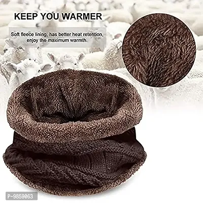 Dressify? Winter Hat Scarf Set Women Plush Velvet Thick Women Face Caps Hood Men Outdoor Ear Protection Neck Warmer Scarf Knitted Hat Brown Color-thumb4