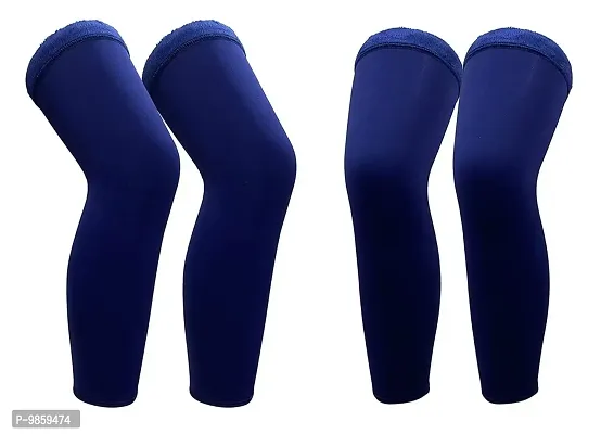 Dressify ? - Men's, Women's Soft & Cozy Winter Warm Velvet Fleece Knee Length Knee Socks [Blue, 2 Pair]