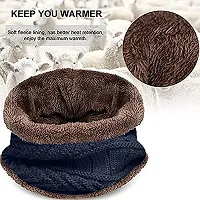 Dressify? Winter Hat Scarf Set Women Plush Velvet Thick Women Face Caps Hood Men Outdoor Ear Protection Neck Warmer Scarf Knitted Hat Blue Color-thumb4