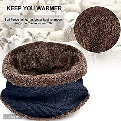 Dressify? Winter Hat Scarf Set Women Plush Velvet Thick Women Face Caps Hood Men Outdoor Ear Protection Neck Warmer Scarf Knitted Hat Blue Color-thumb5