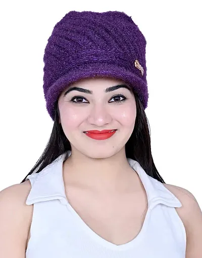 Dressify? Striped Duck Tongue Women's Berets Casual Fashion Versatile Short Brim Cap Purple Color