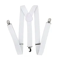 Dressify? Men's Adult Adjustable Combo of Y Back Solid Suspenders Green & White-thumb2