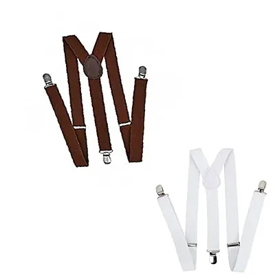 NVL Men's Adjustable Combo of Y Back Solid Suspenders &