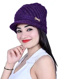 Dressify? Striped Duck Tongue Women's Berets Casual Fashion Versatile Short Brim Cap Purple Color-thumb3