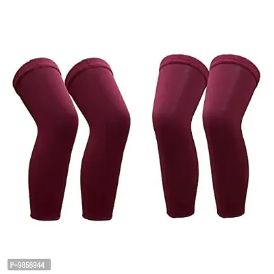 Dressify ? - Men's, Women's Soft  Cozy Winter Warm Velvet Fleece Knee Length Socks [2 Pair, Maroon]-thumb0