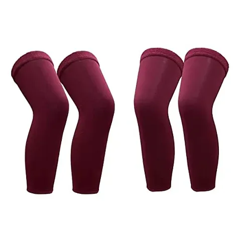 Dressify ? - Men's, Women's Soft Cozy Winter Warm Velvet Fleece Knee Length Socks [2 Pair, Maroon]