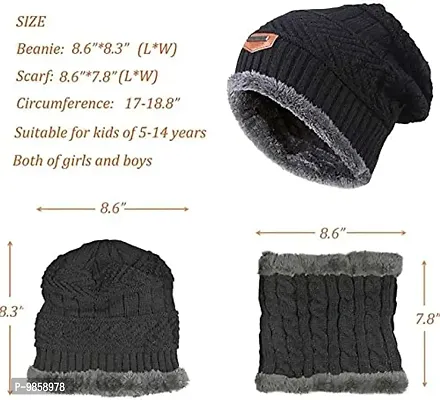 Dressify? Winter Hat Scarf Set Women Plush Velvet Thick Women Face Caps Hood Men Outdoor Ear Protection Neck Warmer Scarf Knitted Hat Black Color-thumb3