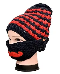 Dressify? Balaclava Beanie hat Girl/Women with Face Mask Pompom Windproof Thick Warm Snow Ski Winter Hat Blue Color-thumb1