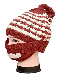 Dressify? Balaclava Beanie hat Girl/Women with Face Mask Pompom Windproof Thick Warm Snow Ski Winter Hat Red Color-thumb1