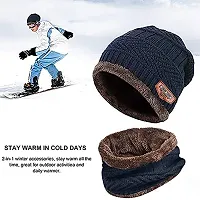 Dressify? Winter Hat Scarf Set Women Plush Velvet Thick Women Face Caps Hood Men Outdoor Ear Protection Neck Warmer Scarf Knitted Hat Blue Color-thumb3