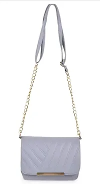 Stylish Grey PU Sling Bag with Chain Strap-thumb1