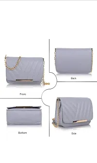 Stylish Grey PU Sling Bag with Chain Strap-thumb2