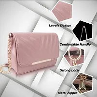 Stylish Pink PU Sling Bag with Chain Strap-thumb2