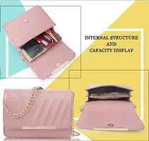 Stylish Pink PU Sling Bag with Chain Strap-thumb3